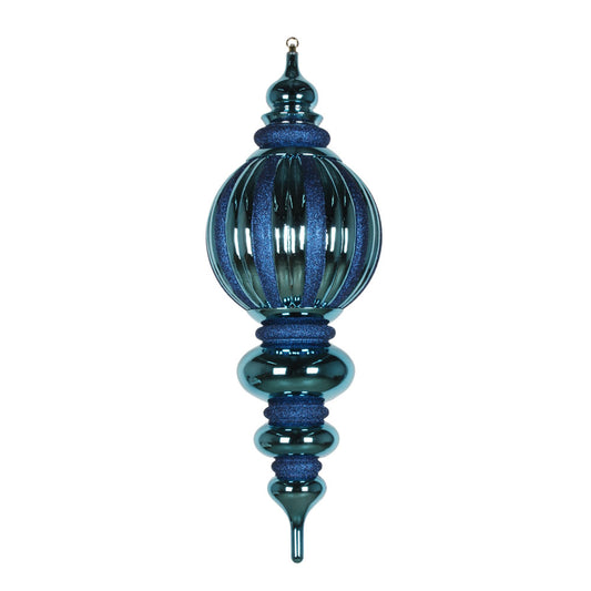 Vickerman 35" Sea Blue Shiny Finial Ornament with Glitter Accents