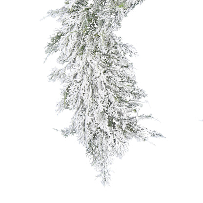 Vickerman 75" Artificial Snowy Cedar Garland.