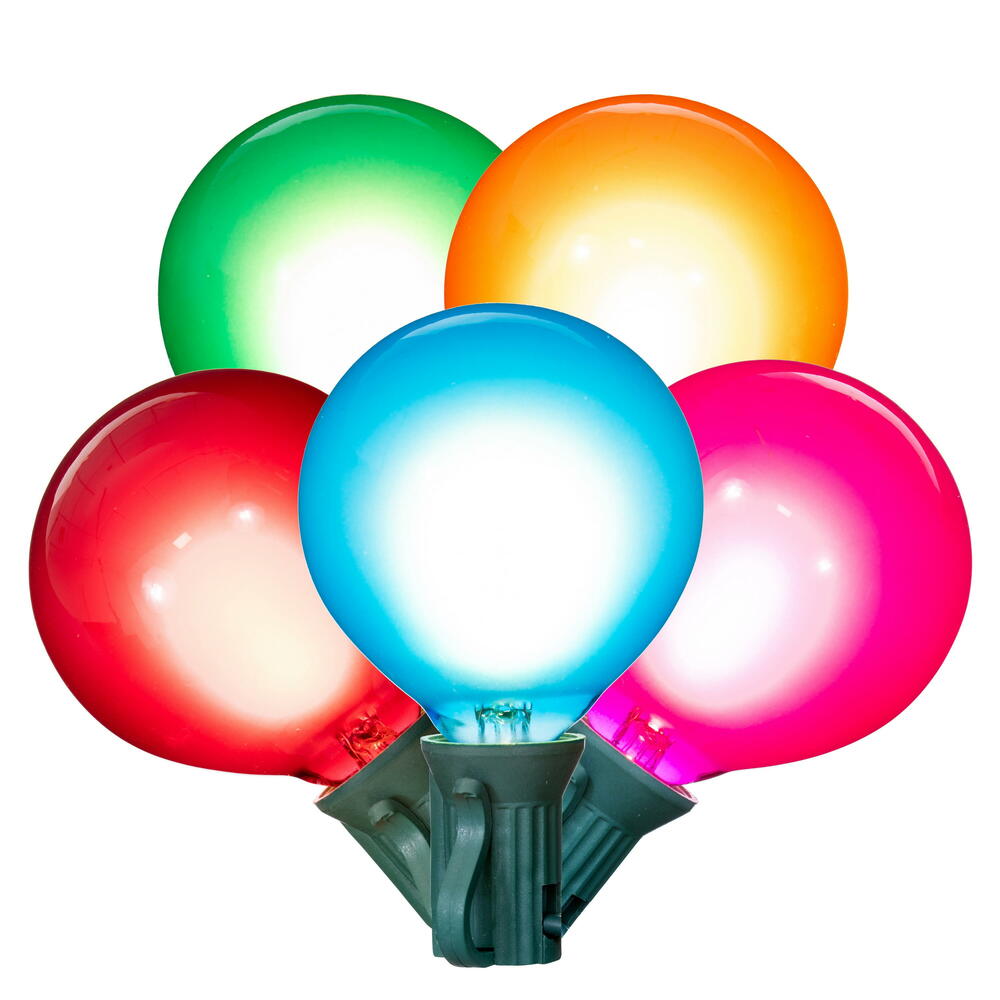 Vickerman 15Lt Multi-Colored LED Glass G50-E12 Filament End-Connecting Set with Green 20AWGXTW Wire and 6"x12"x6" Bulb Spacing. 120V-.6W.  UL Approved.