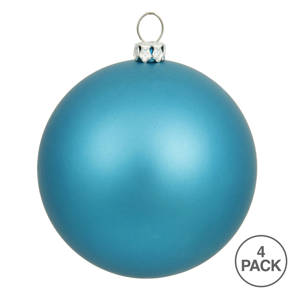 Vickerman 6" Turquoise Matte Ball Ornament 4 per Bag