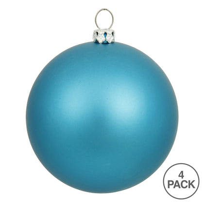 Vickerman 6" Turquoise Matte Ball Ornament 4 per Bag