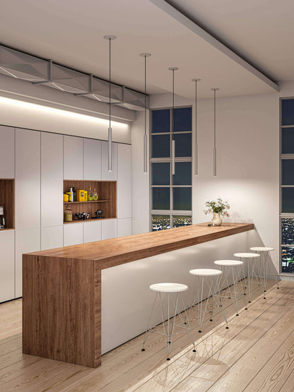 DALS Lighting Modern Cylindrical Hanging Pendant Light With Flat Canopy, LED Kitchen Office Lighting