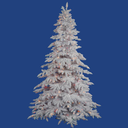 Vickerman 6.5' Flocked White Spruce Artificial Christmas Tree Multi-Colored Lights