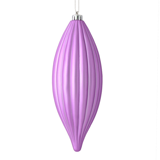 Vickerman 8" Orchid Matte Line Finial 4/Bag. This ornament features a straight line design that will add texture to any holiday decorating project. Includes 4 pieces per bag.