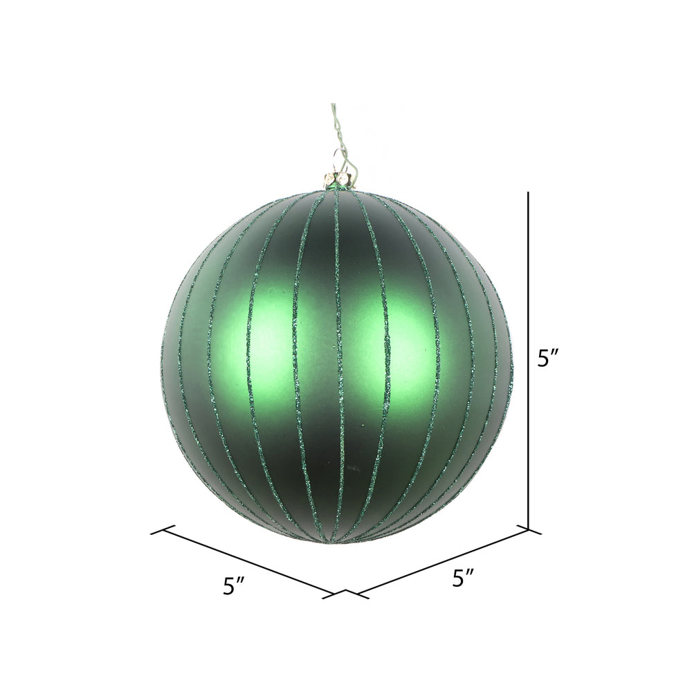 Vickerman 5" Emerald Matte Glitter Ball Christmas Ornament 4 pieces per bag