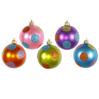 Vickerman 2.4" Multi-Colored Candy Finish Polka Dot Ball Ornament Set 15 per Box