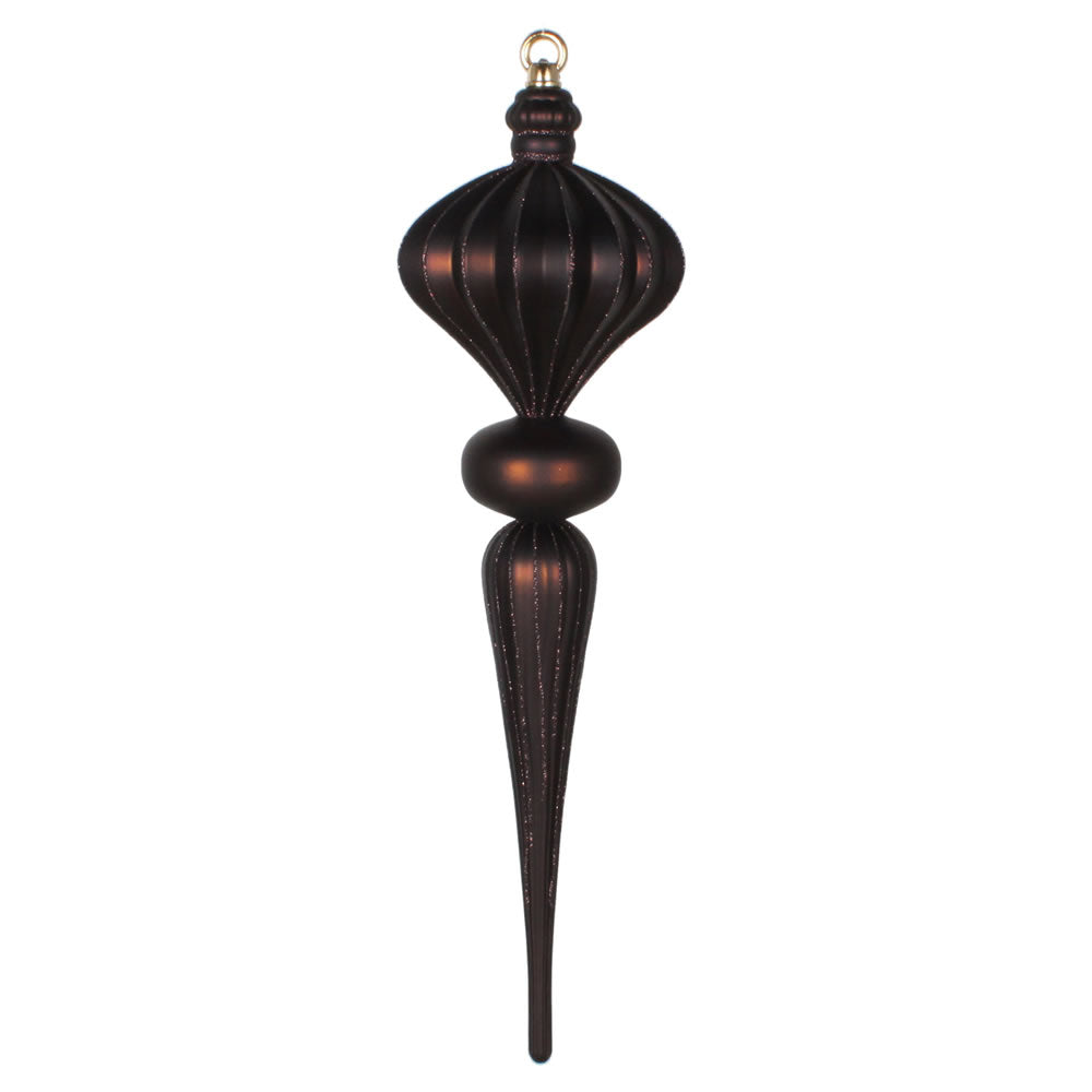 Vickerman 21" Chocolate Matte Finial Ornament with Glitter Accents