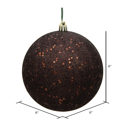 Vickerman 6" Chocolate Sequin Ball Ornament 4 per Bag