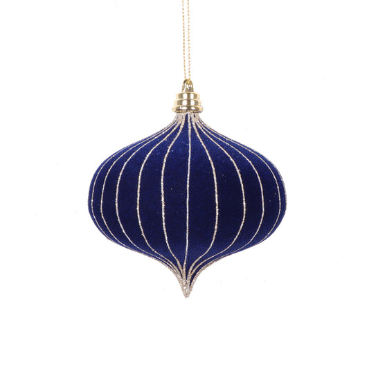 Vickerman 4" Midnight Blue Onion Ornament 3 per bag.
