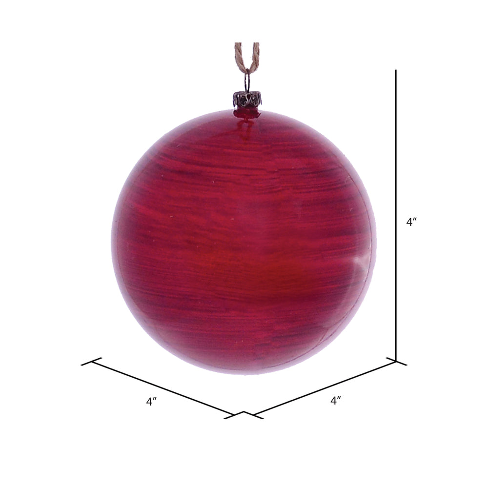 Vickerman 4" Red Wood Grain Ball Ornament 6 per Bag