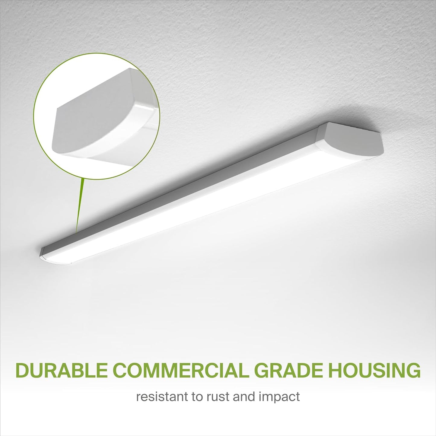 ASD Lighting LED Wrap Fixture 4ft 34/38/45W 120-277V 0-10V Dimmable 150Lm/W 3500/4000/5000K White UL DLC Premium