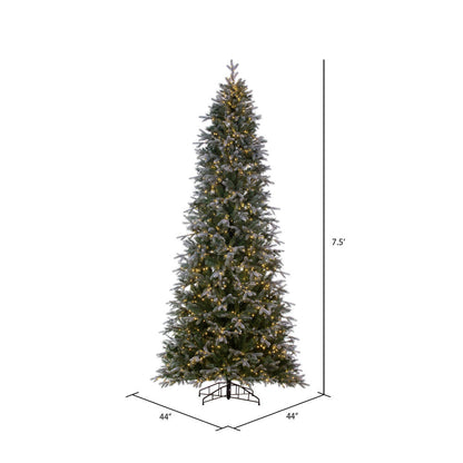 Vickerman 7.5' x 44" Frosted Douglas Fir Artificial Pre-Lit Christmas Tree Warm White LED Lights.