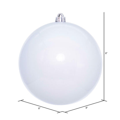 Vickerman 8" White Pearl UV Drilled Ball Ornament 1 per bag.