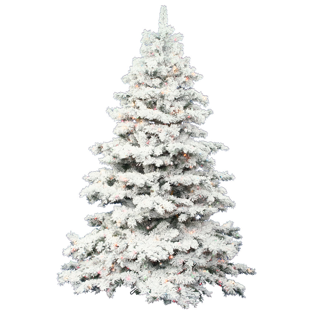 Vickerman 6.5' Flocked Alaskan Pine Artificial Christmas Tree Multi-Colored LED Dura-Lit lights