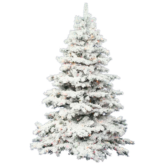 Vickerman 6.5' Flocked Alaskan Pine Artificial Christmas Tree Multi-Colored LED Dura-Lit lights