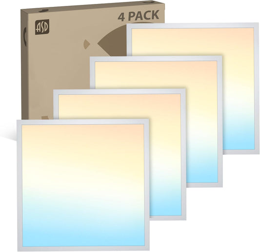 ASD Lighting LED Back-Lit Panel 2x2ft 20/25/30W 120-277V 0-10V Dimmable 3500/4000/5000K White UL DLC Premium 4 pack
