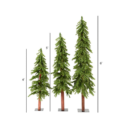 Vickerman 4' 5' 6' Natural Alpine Artificial Christmas Tree Set Unlit