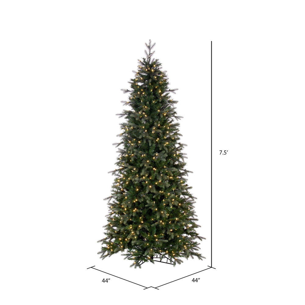 Vickerman 7.5' x 44" Douglas Fir Artificial Slim Christmas Tree with Warm White LED Lights.