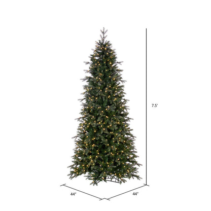Vickerman 7.5' x 44" Douglas Fir Artificial Slim Christmas Tree with Warm White LED Lights.