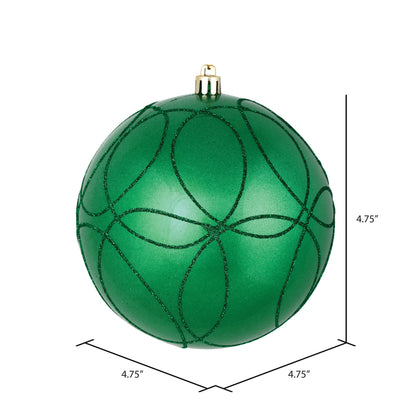 Vickerman 4.75" Seafoam Green Candy Ornament with Circle Glitter Pattern 4 per Bag