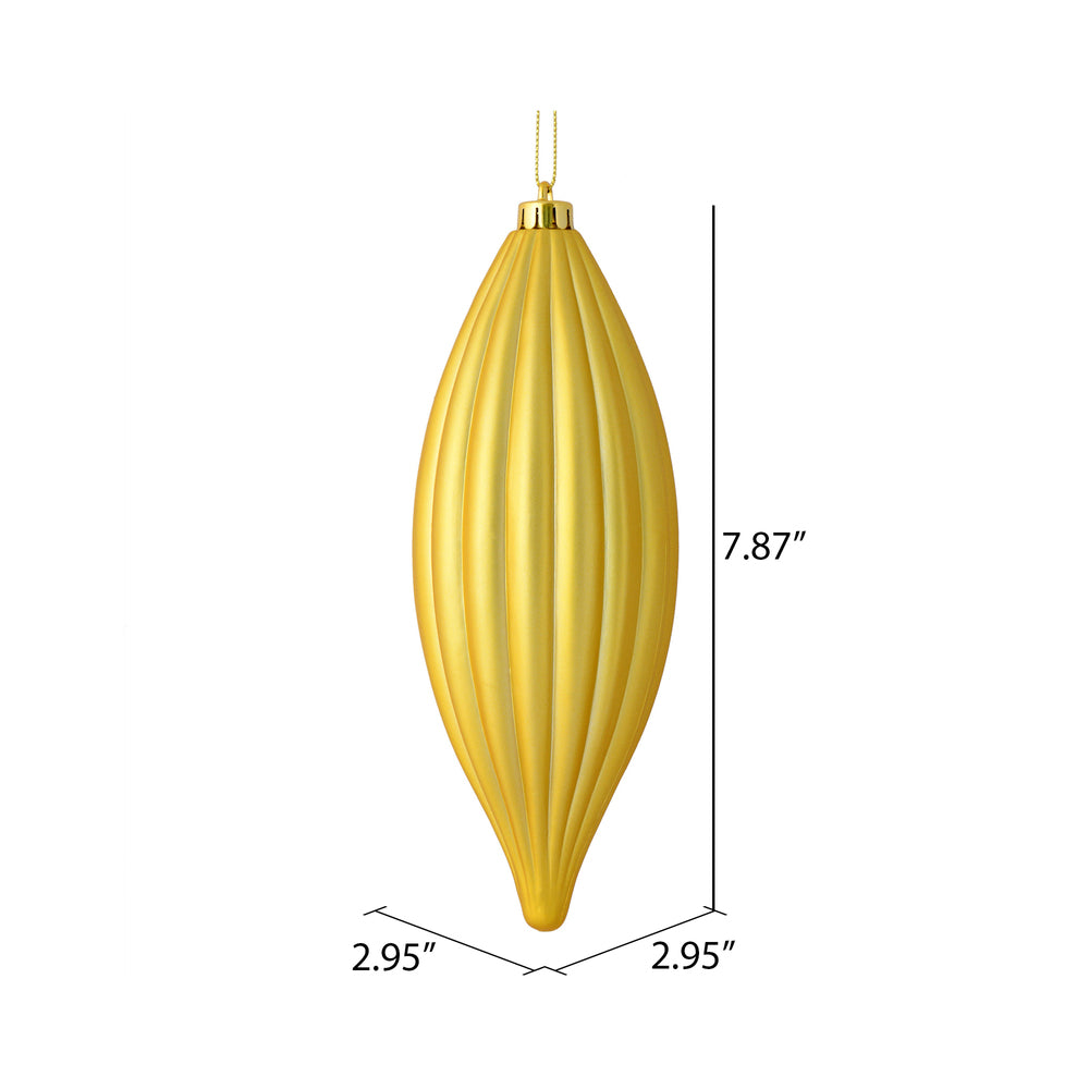 Vickerman 8" Gold Matte Line Finial Ornament Pack of 4