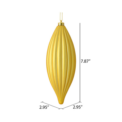 Vickerman 8" Gold Matte Line Finial Ornament Pack of 4