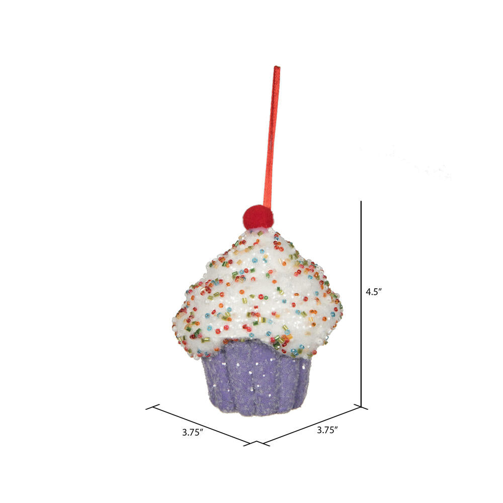 Vickerman 4.5" Purple Cupcake Ornament 2 per bag.