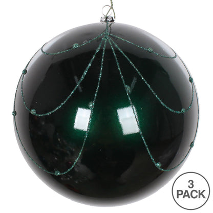 Vickerman 6" Sea Blue Candy Finish Curtain Ornament with Glitter Accents 3 per Bag
