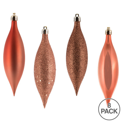 Vickerman 5.5" Coral Finial Drop Christmas Ornament Assorted 4 Finish 8 per Pack
