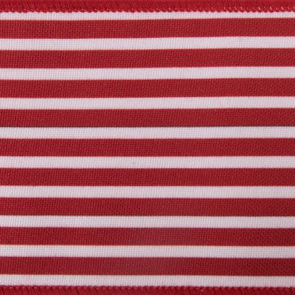 Vickerman 4" x 10 Yards Red Horizontal Red Stripe Print on Bovet Lining Ribbon.