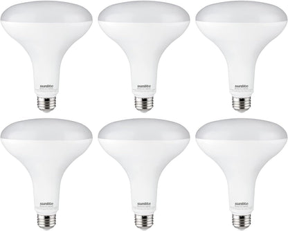 Sunlite 81490 LED BR40 Reflector Light Bulb, 12 Watts (85 Watt Equivalent), 120V, 1150 Lumens, Medium E26 Base, 90 CRI, Dimmable, Title-20 Compliant, ETL Listed, 6 Pack, 5000K Daylight