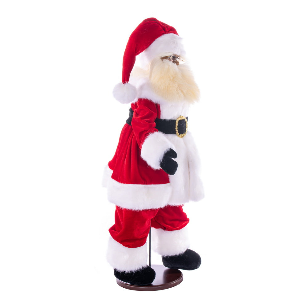 Vickerman 28" Red Traditional Velvet Dark Complexion Santa Doll with Stand. This Santa has glasses stand is removeable.