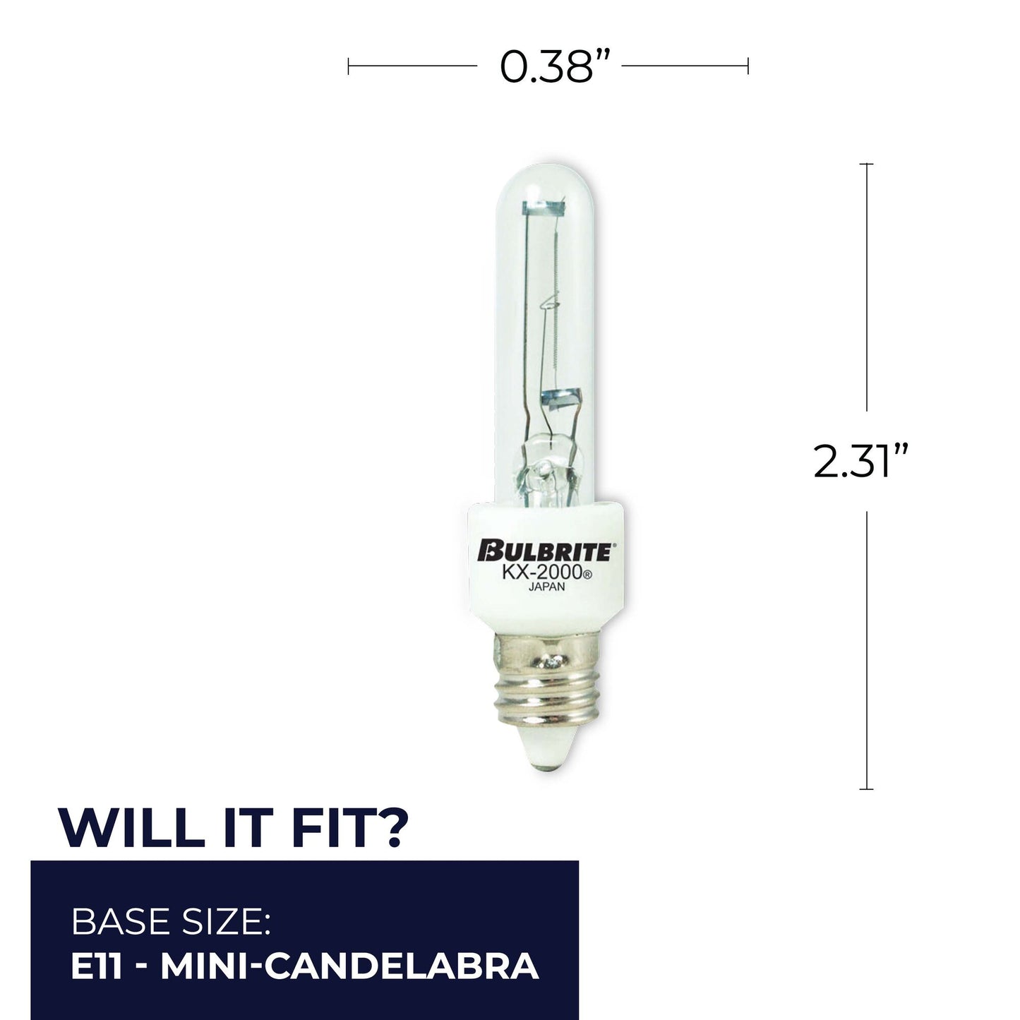 BULBRITE KRYPTON/XENON T3 MINI-CANDELABRA SCREW (E11) 60W DIMMABLE LIGHT BULB 2700K/WARM WHITE 2PK (473160)