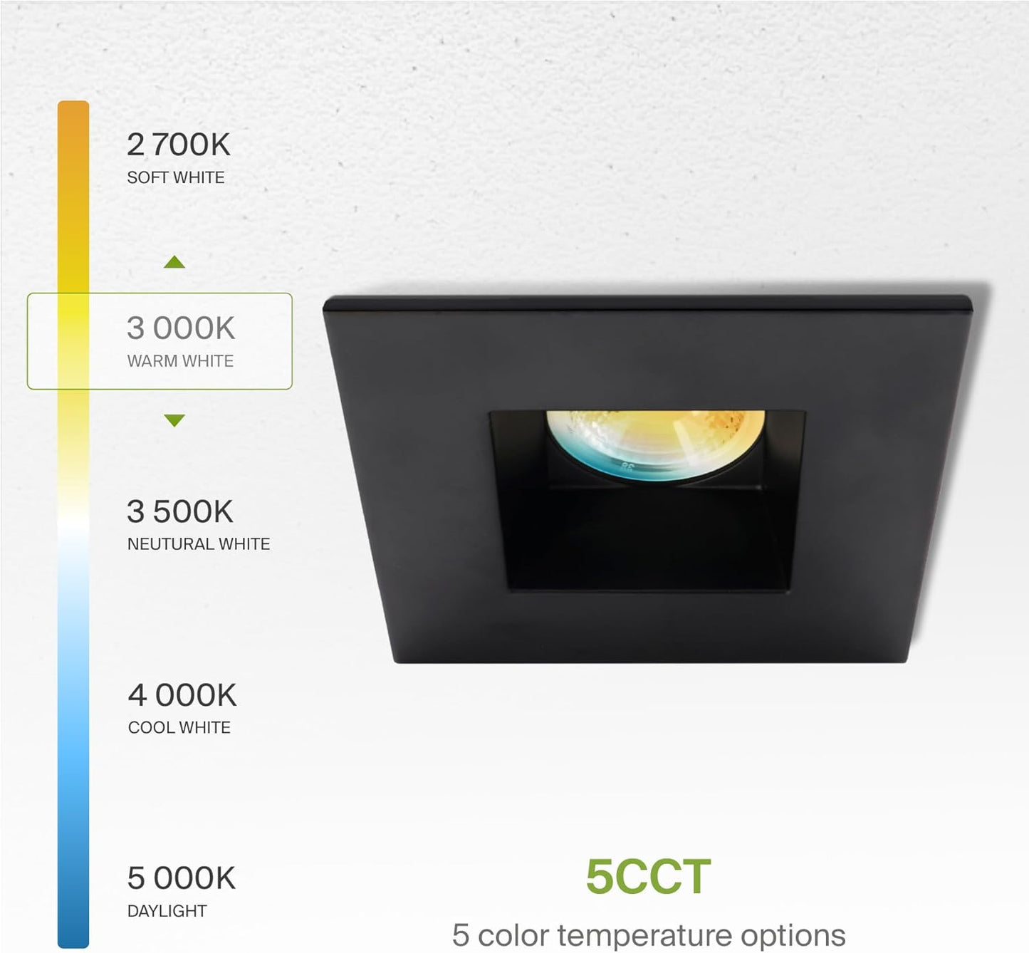 ASD Lighting LED Downlight Square 2inch 8W 120V Triac 2700/3000/3500/4000/5000K Black ETL Energy Star