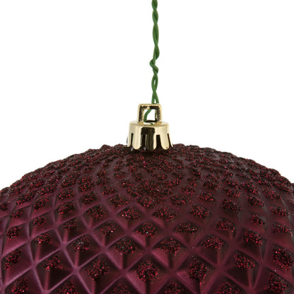 Vickerman 6" Wine Durian Glitter Ball Ornament 4 per Bag