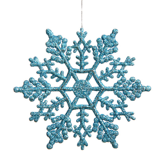 Vickerman 8" Turquoise Glitter Snowflake Christmas Ornament 12 per box