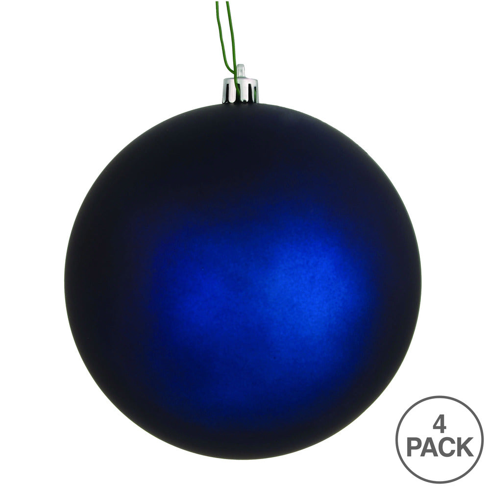 Vickerman 4.75" Midnight Blue Matte Ball Ornament 4 per Bag