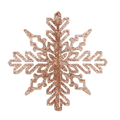 Vickerman 6" Café Latte 3D Glitter Snowflake Christmas Ornament Set of 3