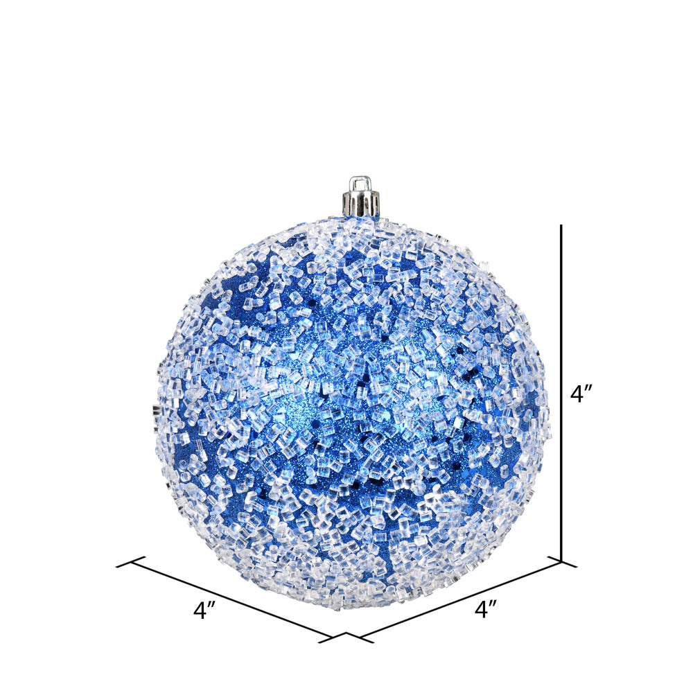 Vickerman 4" Blue Glitter Hail Ball Ornament 6 per Bag