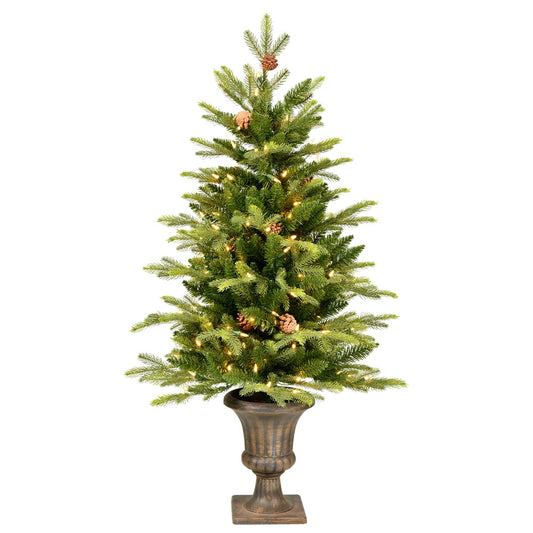 Vickerman 4' x 26" Potted Kenly Pine Artificial Christmas Tree Warm White Dura-Lit® LED Lights