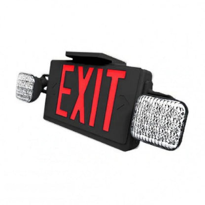 Westgate All LED Exit/Emergency Light Combo, SGL/DBL Face, Red Letters Black Housing, 120/277V, LED Exit & Emergency Lighting, 3.2W