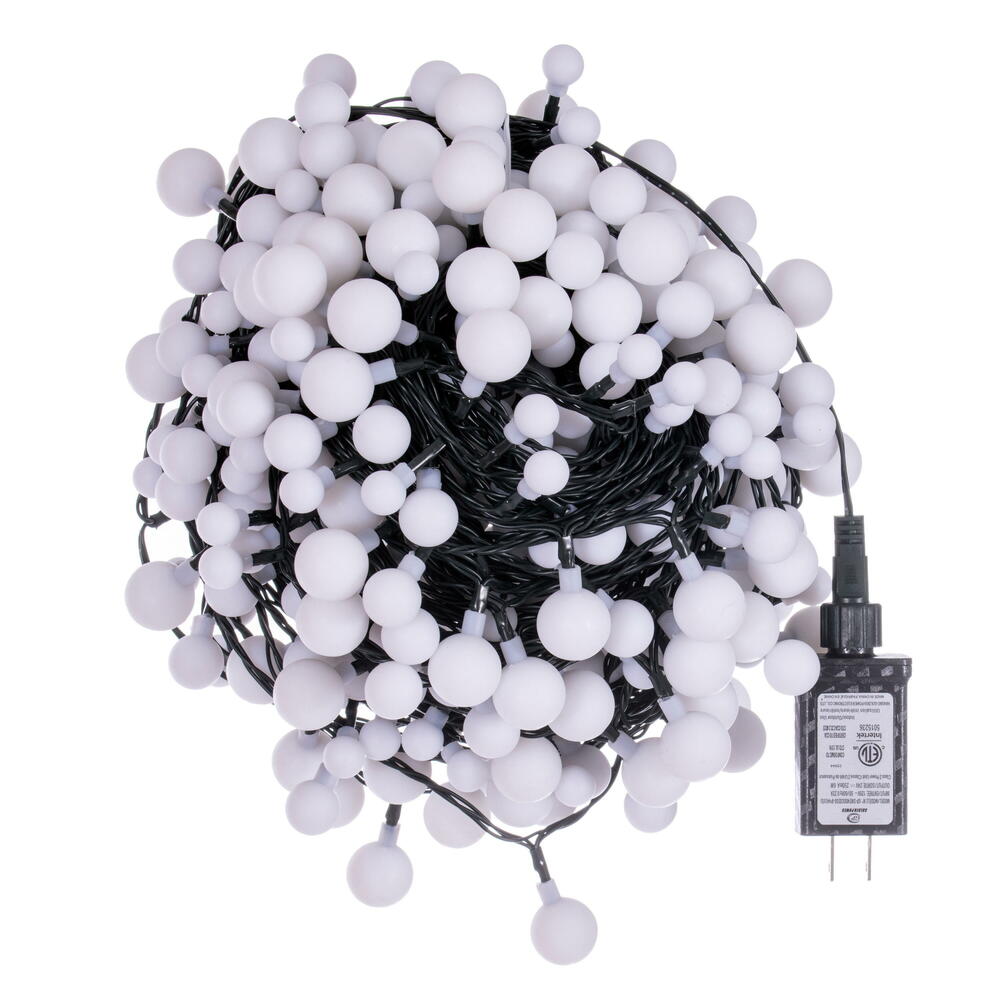 Vickerman 400 Light Warm White LED Indoor/Outdoor Three Size Cherry Light Set.