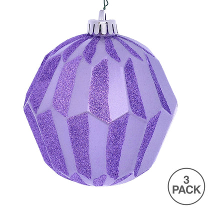 Vickerman 5" Lavender Glitter Faceted Ball Ornament 3 per Bag