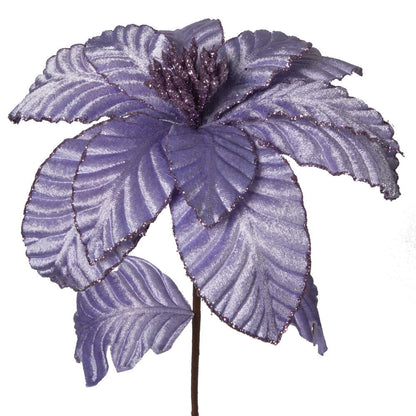 Vickerman 22" Lavender Velvet Glitter Trim Poinsettia 6 per bag.