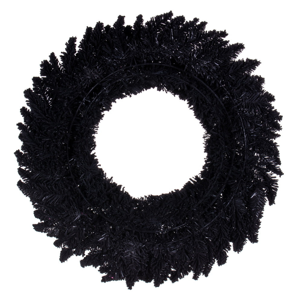 Vickerman 24" Flocked Black Fir Artificial Wreath Unlit with 210 PVC Tips