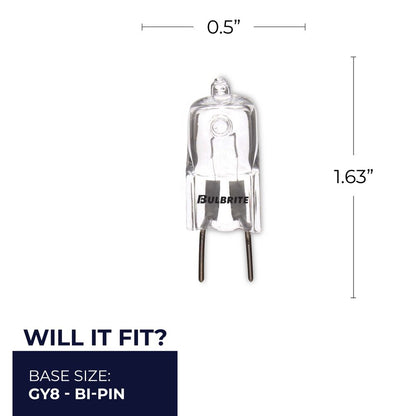 BULBRITE HALOGEN T4 BI-PIN (GY8) 25W DIMMABLE LIGHT BULB 2900K/SOFT WHITE 5PK (655025)