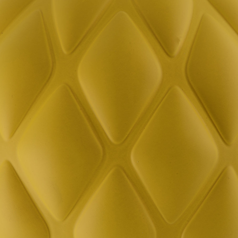 Vickerman 6" Yellow Matte Round Pine Cone Ornament with drilled and wired caps. Comes 4/bag.