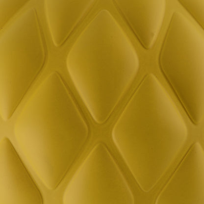 Vickerman 6" Yellow Matte Round Pine Cone Ornament with drilled and wired caps. Comes 4/bag.