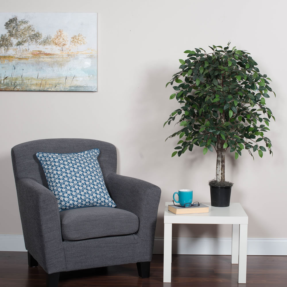 Vickerman 4' Artificial Minil Ficus Bush Black Plastic Pot