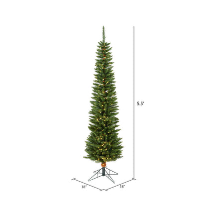 Vickerman 5.5' Durham Pole Pine Artificial Christmas Tree Warm White LED Dura-lit Lights